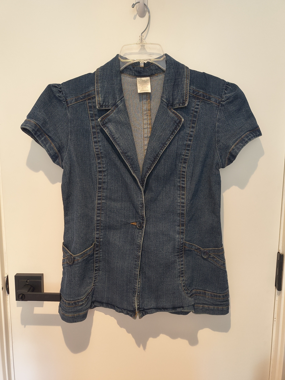 Denim Short Sleeve Blazer Jacket